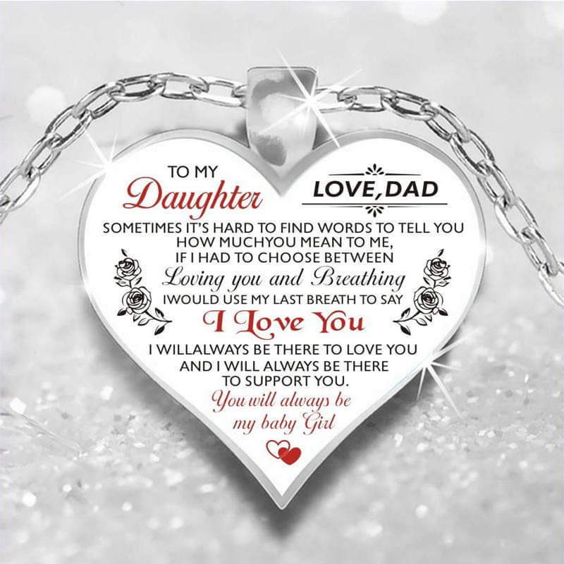 To My Daughter Love Dad Heart Necklace
