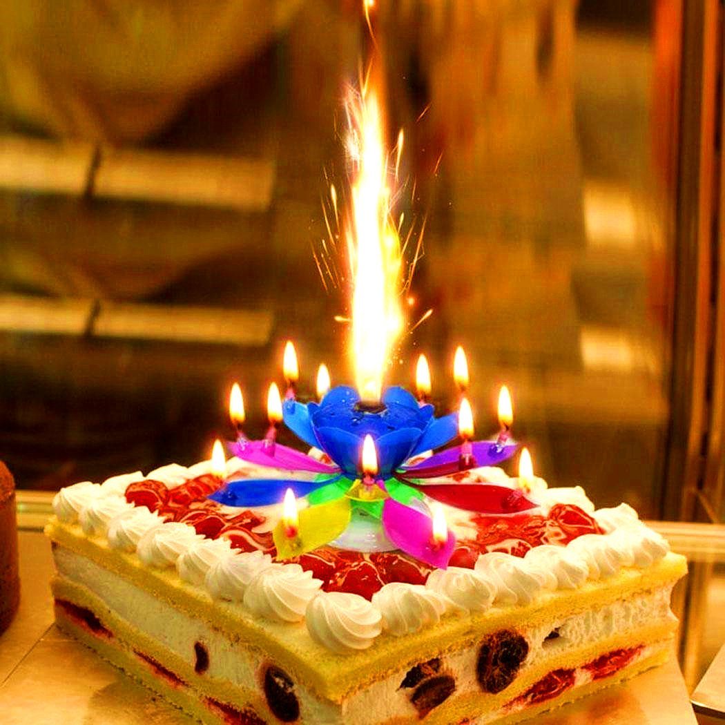 Only $9.98 Today!!--Upgrade Multicolor Rotating Lotus Cake Candle(Buy 10 Get 20 Free)