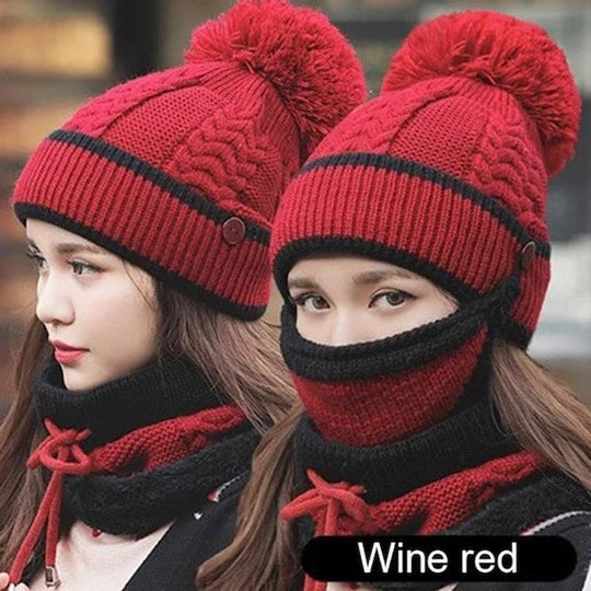 3-in-1 Knitted Winter Beanie (Hat + Scarf + Mask)