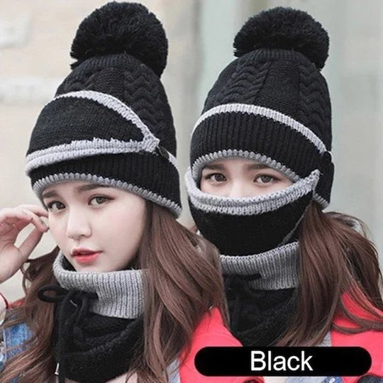 3-in-1 Knitted Winter Beanie (Hat + Scarf + Mask)