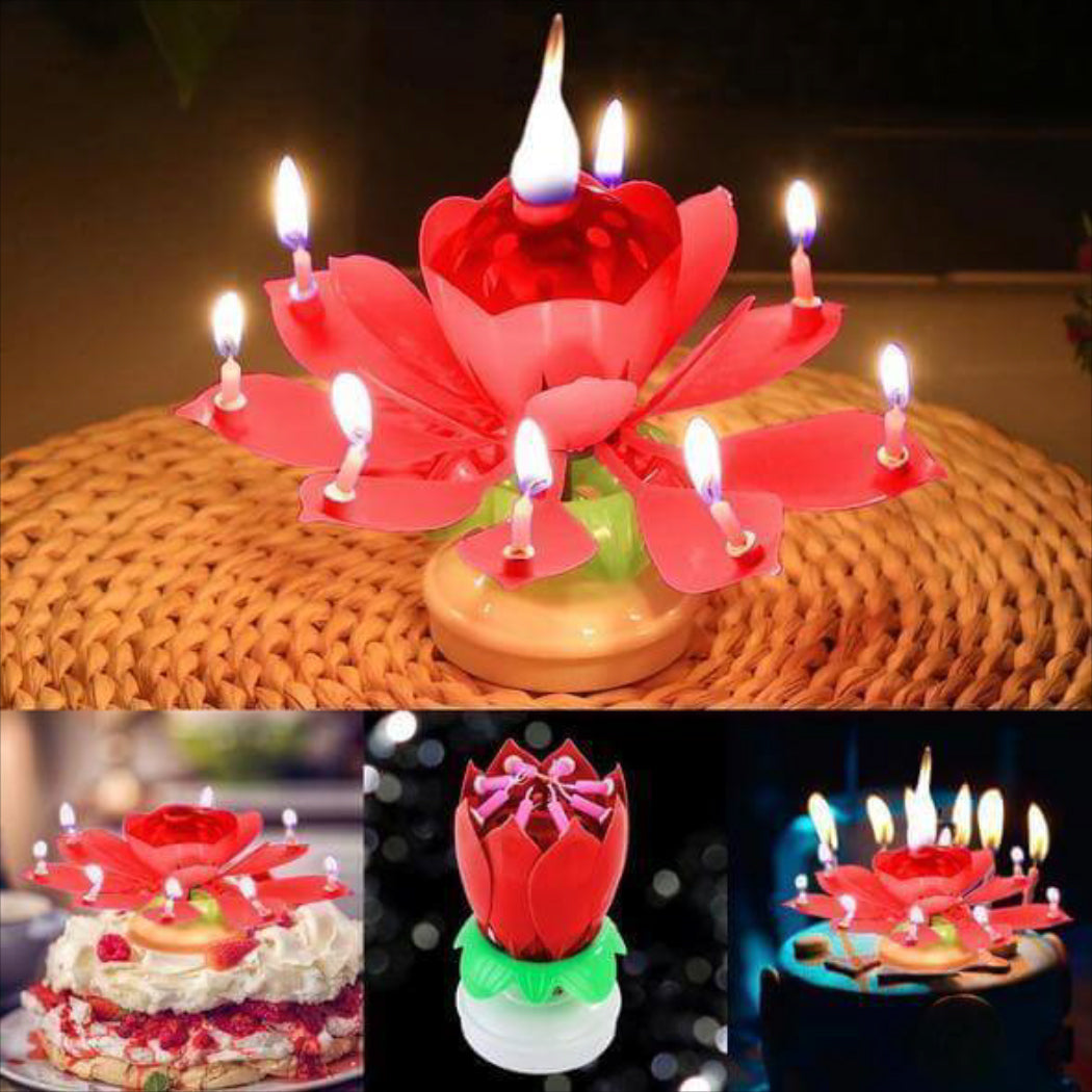 Only $9.98 Today!!--Upgrade Multicolor Rotating Lotus Cake Candle(Buy 10 Get 20 Free)