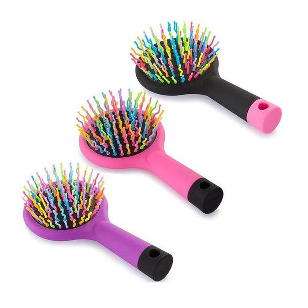 Luna Portable Volume Rainbow Detangling Hair Comb with Mirror